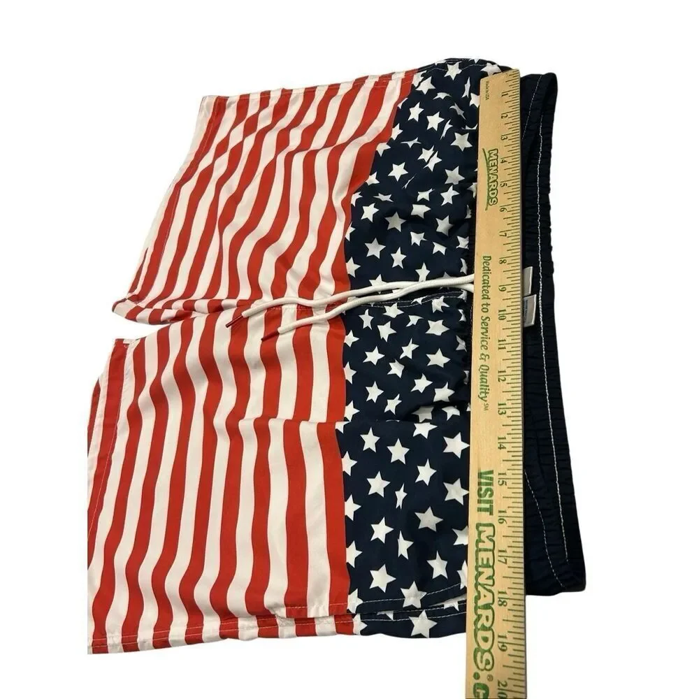 Kinnly Patriotic American Flag Swim Trunks Men’s XL Stars & Stripes Mesh Lined P